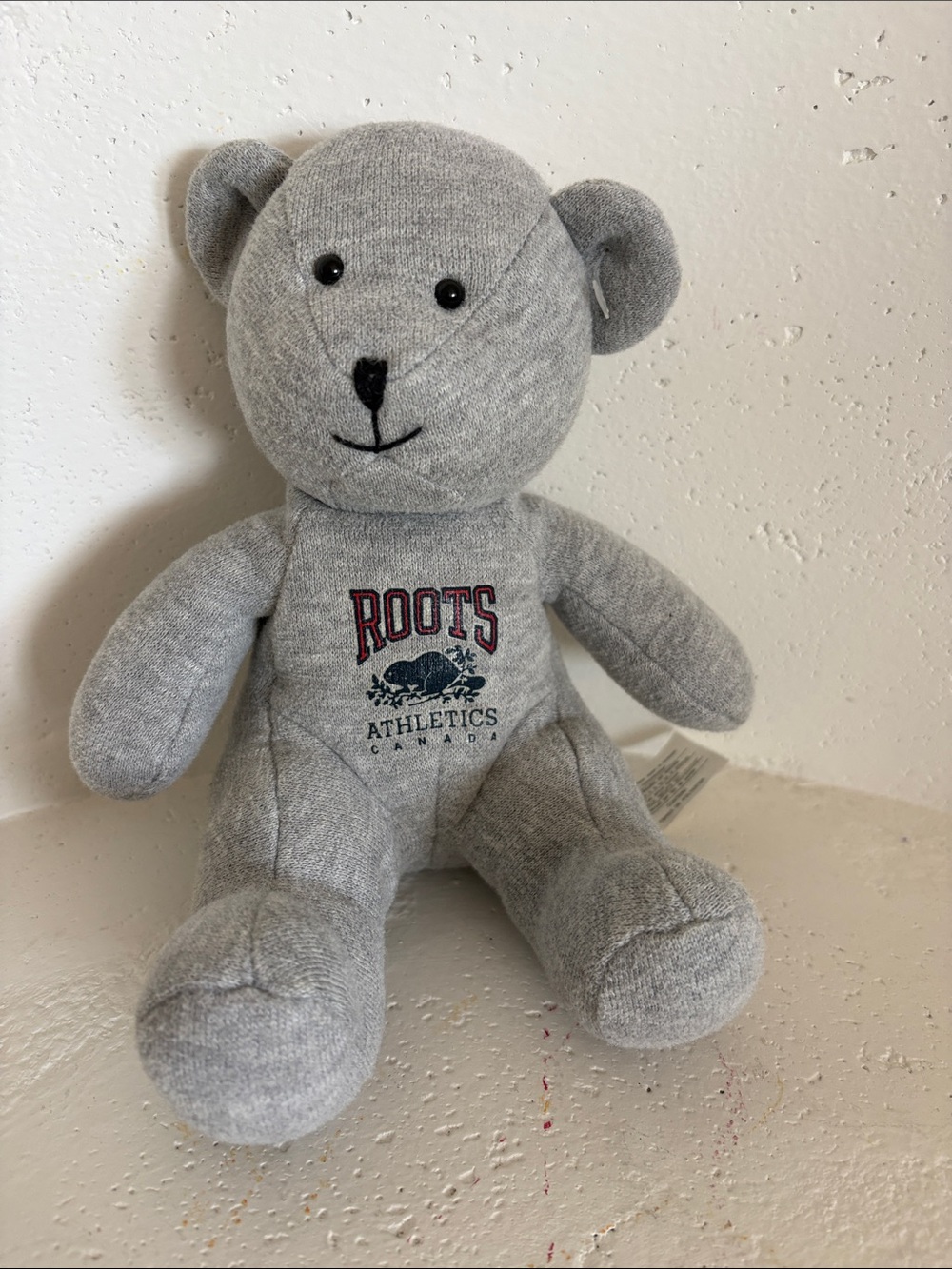 Vintage Roots Gray Bear Plush with Logo